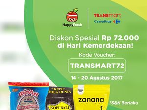 Belanja Lewat HappyFresh di Transmart Carrefour, Diskon Rp 72 Ribu