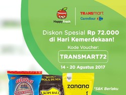 Belanja Lewat HappyFresh di Transmart Carrefour, Diskon Rp 72 Ribu
