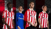 New Balance memberi Athletic Bilbao warna merah putih dalam seragam kandang musim ini. Kerahnya warna putih.Foto: Istimewa
