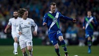 Kekalahan kedua Zidane terjadi di perempatfinal Liga Champions 2015/2016. Di tangan Wolfsburg, Madrid tumbang 0-2. (Gonzalo Arroyo Moreno/Getty Images)