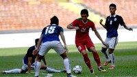 Setelah melewati delapan menit injury time, Indonesia mempertahankan keunggulan 2-0 hingga laga tuntas. Foto: AntaraFOTO/Sigid Kurniawan