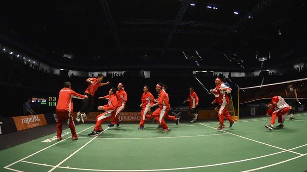 Indonesia meraih emas pada cabang bulu tangkis nomor beregu putra di SEA Games 2017. 