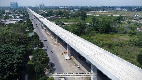 Foto: Keren, Stasiun dan Rel LRT Palembang Sudah Terpasang