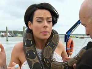 Unik, Pria Ini Kalungkan Ular Piton ke Calon Istrinya Saat Menikah