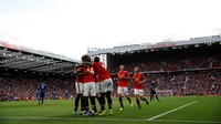 Dengan kemenangan ini, MU masih sempurna dengan tiga kemenangan dari tiga pertandingan. Tim arahan Jose Mourinho itu untuk sementara memuncaki klasemen dengan sembilan poin. Foto: Action Images via Reuters/Carl Recine