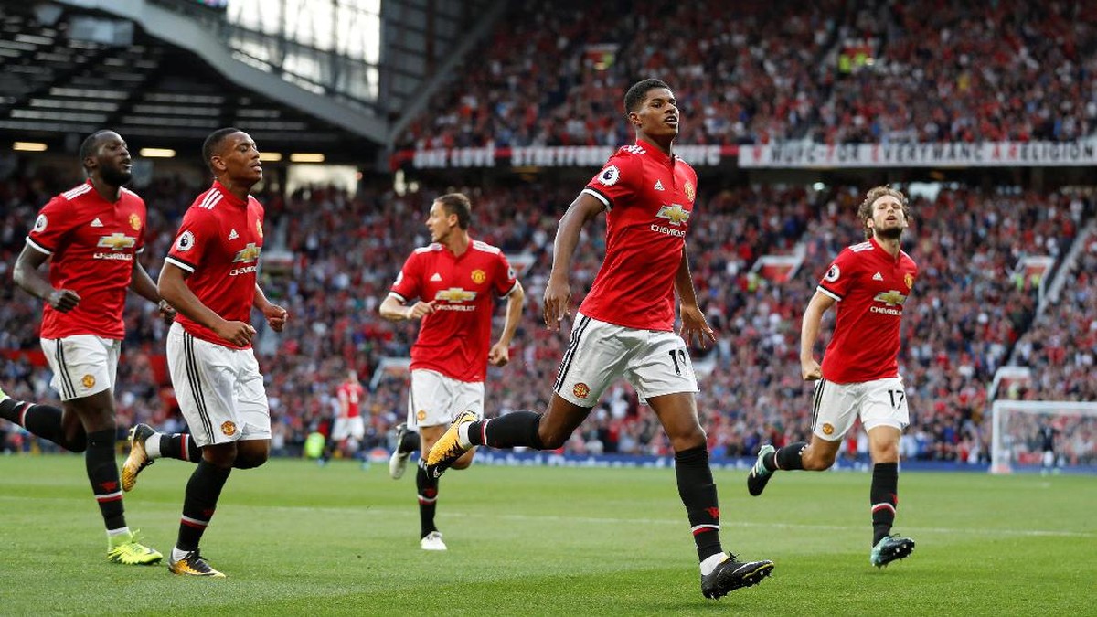 Para pemain MU merayakan gol ke gawang Leicester (Foto: Carl Recine/Action Images via Reuters)