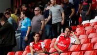 Kekalahan ini juga memperpanjang catatan buruk Arsenal di Anfield. Empat dari delapan kekalahan Arsenal di Premier League dengan margin empat gol lebih didapat dari Liverpool di Anfield. (Reuters/Carl Recine)