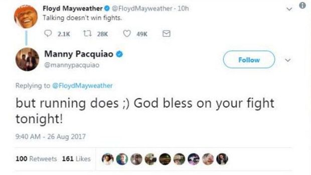 Manny Pacquiao Sindir Floyd Mayweather di Twitter. (Screenshoot via Twitter/@FloydMayweather)