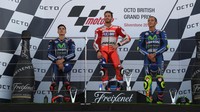 Dovizioso Diapit Vinales dan Rossi di Podium Silverstone
