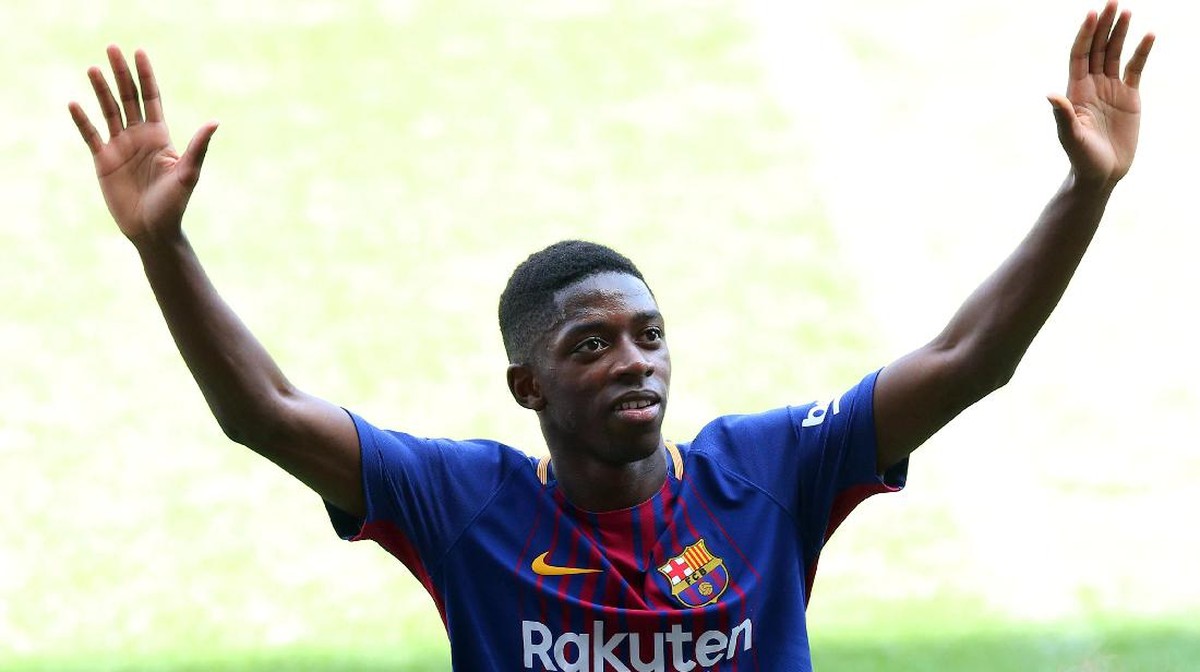 Pemain baru Barcelona, Ousmane Dembele (Foto: Albert Gea/Reuters)