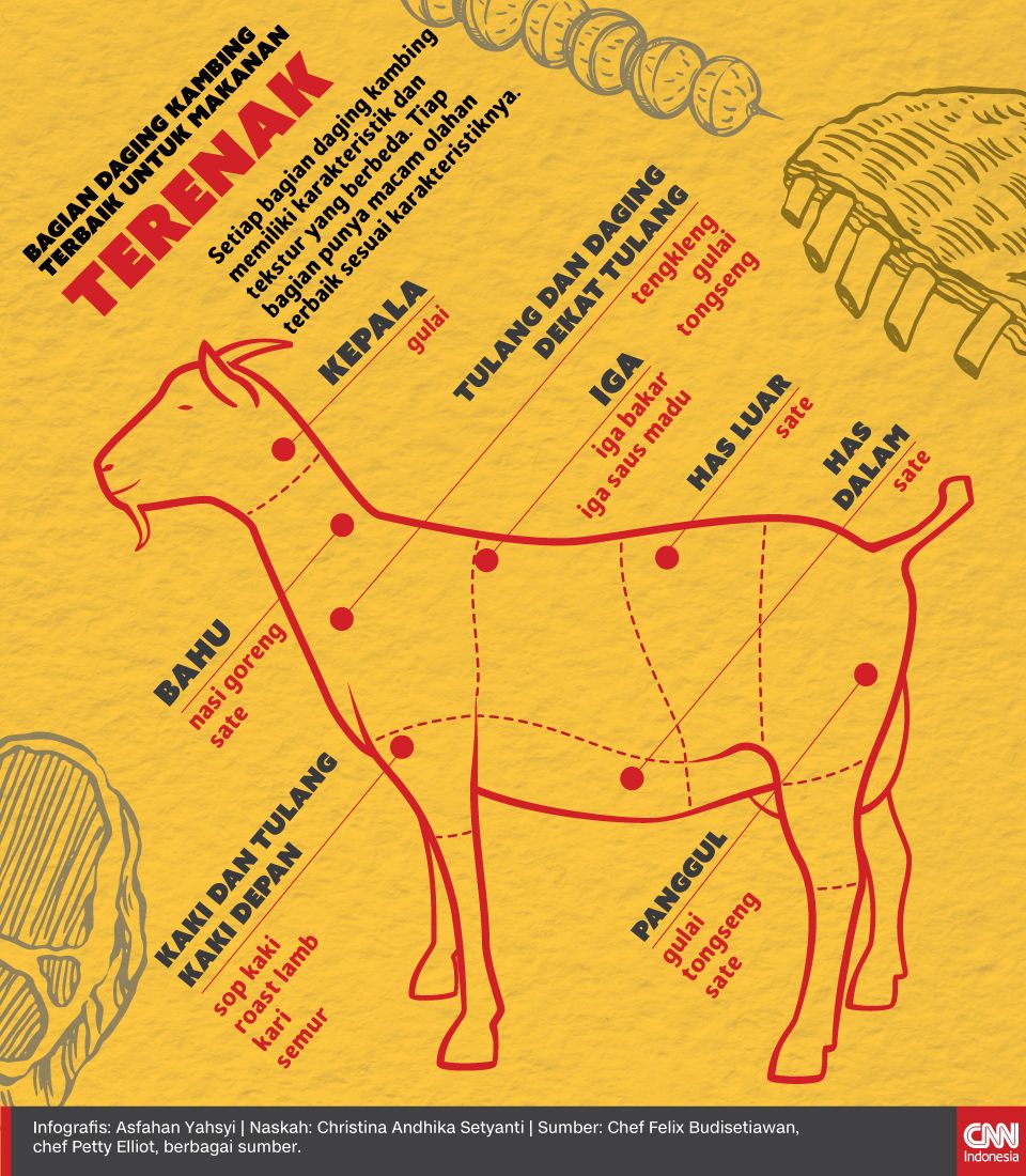 Infografis Bagian daging kambing terbaik untuk Makanan Terenak