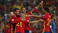 Kemenangan ini memantapkan posisi Spanyol di puncak klasemen Grup G dengan 19 poin dari tujuh laga. Foto: Sergio Perez/Reuters