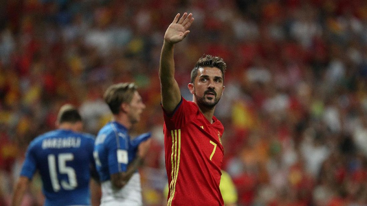 David Villa tampil saat Spanyol mengalahkan Italia 3-0. Foto: Sergio Perez/Reuters