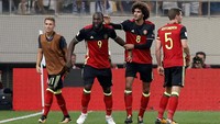 Belgia unggul delapan poin atas Bosnia-Herzegovina yang berada di posisi kedua. Dengan dua laga tersisa, mereka tak akan terkejar lagi. Foto: Costas Baltas/Reuters