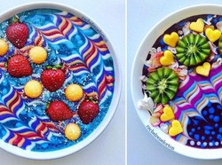 Cantiknya Smoothie Bowl Aneka Warna dengan Goresan Topping Artistik Cantiknya Smoothie Bowl Aneka Warna dengan Goresan Topping Artistik