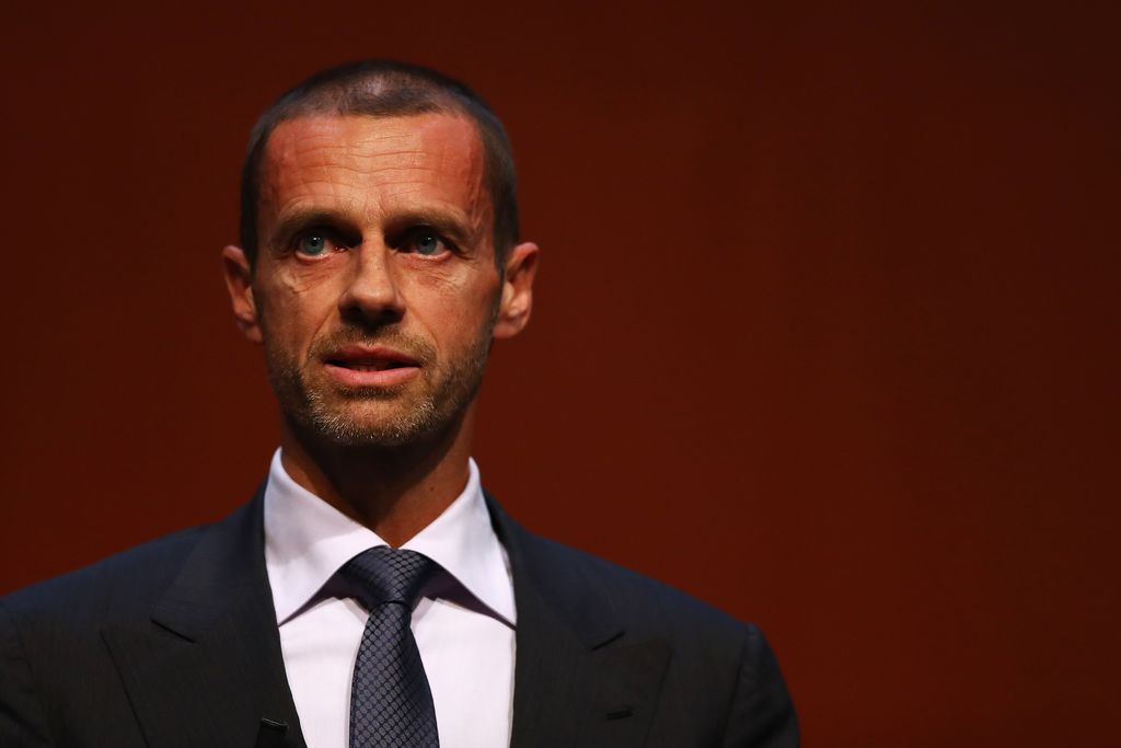 ROTTERDAM, NETHERLANDS - NOVEMBER 08:  UEFA President, Aleksander Ceferin speaks on stage during the UEFA Women's EURO 2017 Final Tournament Draw held at the Luxor Theater on November 8, 2016 in Rotterdam, Netherlands.  (Photo by Dean Mouhtaropoulos/Getty Images)