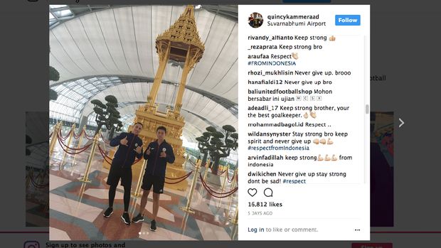 Akun Instagram Quincy Kammeraad dibanjiri dukungan suporter Timnas Indonesia.