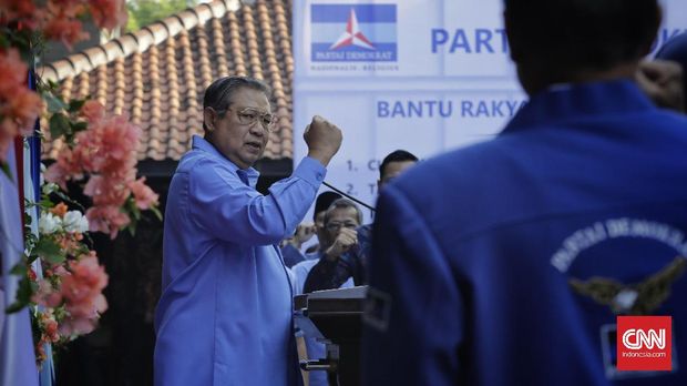 SBY ketika menyampaikan pidato politiknya dalam acara perayaan ulang tahun Partai Demokrat.