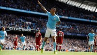 Manchester City 5-0 Liverpool (9 September 2017). Duel di pekan keempat Premier League ini menjadi bukti awal keganasan City. Sebelum itu City baru meraih dua kemenangan dan sekali seri tanpa bisa mencetak lebih dari dua gol. (Foto: Phil Noble/Reuters)