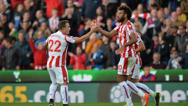 Eric Choup-Moting jadi mimpi buruk bagi Manchester United di laga lawan Stoke City.