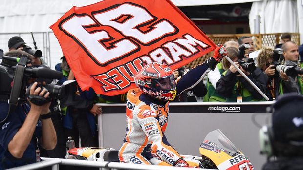 Marc Marquez meraih kemenangan kelimanya di MotoGP 2017.