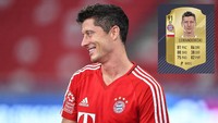 Robert Lewandowski berada di urutan selanjutnya dengan nilai 90. Striker Bayern Munich ini mendapat pembaruan atribut Dribbling +1, Shooting +1, Passing +1. (Getty Images/Thananuwat Srirasant)