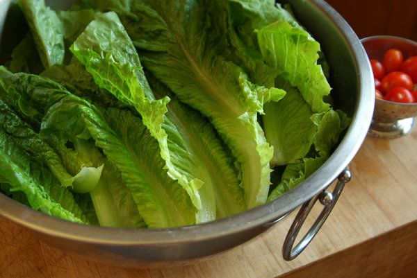 Iceberg lettuce on wooden table
