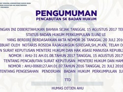 Kemenkum HAM Cabut SK Badan Hukum Perkumpulan ILUNI UI