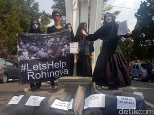 Berwajah Merah-Hitam, Pelajar Sukabumi Gelar Aksi Peduli Rohingya