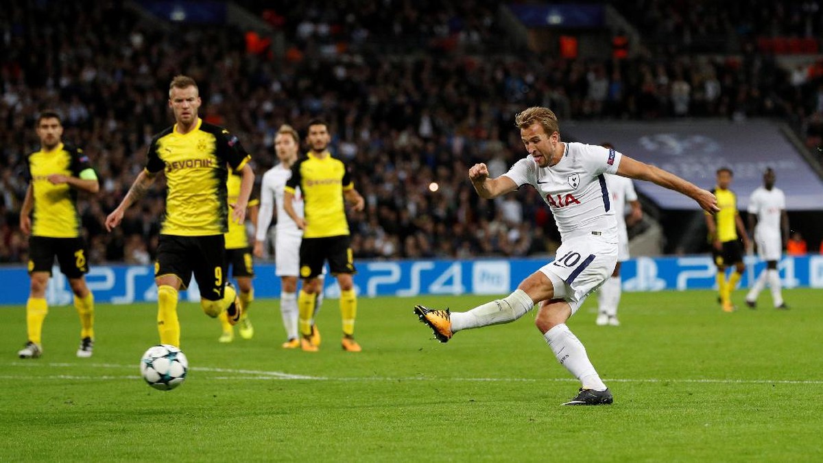 Harry Kane mencetak dua gol ke gawang Borussia Dortmund (Darren Staples/Reuters)