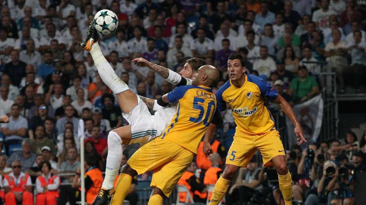 Gol salto Sergio Ramos (Foto: Sergio Perez/REUTERS)
