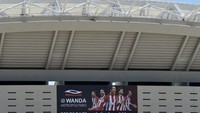 Wanda Metropolitano menjadi markas baru Atletico menggantikan Vicente Calderon (1966-2017). Ini penampakan Wanda Metropolitano saat masih dipoles bulan Mei lalu. (Foto: Gerard Julien/AFP)