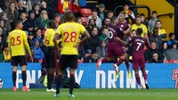 Gabriel Jesus juga tak mau ketinggalan membukukan namanya di papan skor. Dia terlibat dalam 15 gol City dalam 15 pertandingan. Rinciannya, 11 gol dan 4 assist. (Foto: Darren Staples/Reuters)