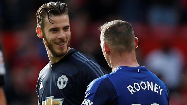 Wayne Rooney saat tampil bersama Everton menghadapi mantan timnya, Manchester United, di Old Trafford. (