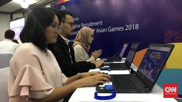 Pendaftaran relawan uji coba Asian Games dan ajang resmi Asian Games dibedakan ke dalam dua kelompok.