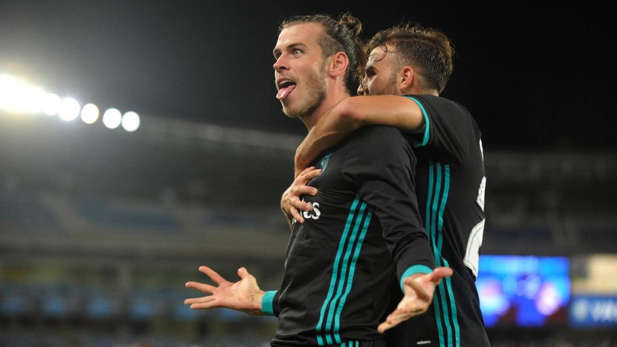 Gareth Bale merayakan golnya untuk Real Madrid (Vincent West/Reuters)