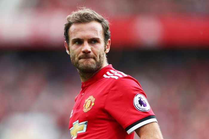 MANCHESTER, ENGLAND - AUGUST 13: Juan Mata of Manchester United looks on during the Premier League match between Manchester United and West Ham United at Old Trafford on August 13, 2017 in Manchester, England.  (Photo by Dan Istitene/Getty Images)