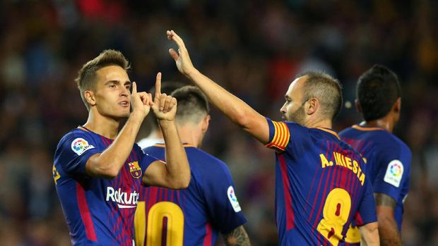 Denis Suarez mencetak satu gol ke gawang Eibar. (