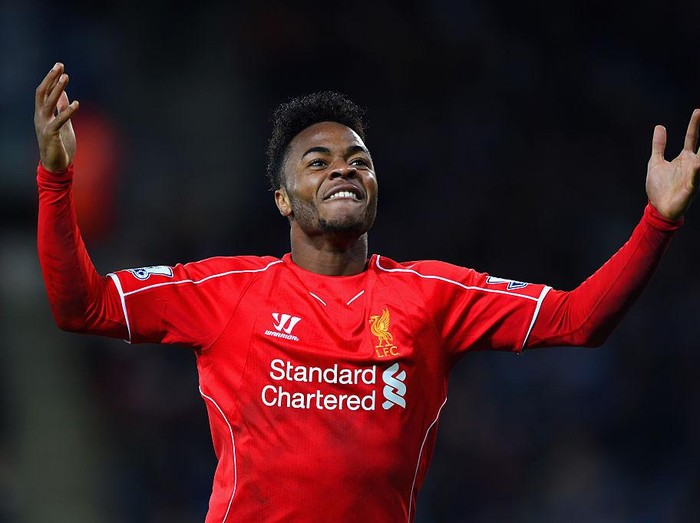 LEICESTER, ENGLAND - DECEMBER 02:  Raheem Sterling of Liverpool reacts uring the Barclays Premier League match between Leicester City and Liverpool at The King Power Stadium on December 2, 2014 in Leicester, England.  (Photo by Shaun Botterill/Getty Images)
