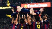 Pada 22 November 2014, saat Barca menjamu Sevilla, Messi memecahkan rekor gol Telmo Zarra (251) untuk menjadi topskorer La Liga. Messi kini punya 358 gol. (Foto: David Ramos/Getty Images)