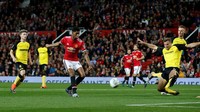 Bertanding di Old Trafford, Kamis (21/9/2017) dinihari WIB, dalam laga babak ketiga MU tampil dominan di sepanjang permainan. Marcus Rashford membuka skor di menit kelima yang diperbesar 12 menit berselang. REUTERS/Andrew Yates.