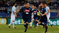 Comeback Napoli terjadi di babak kedua. Tiga gol disarangkan Napoli hanya dalam lima menit oleh Kalidou Koulibaly, Jose Callejon, dan Dries Mertens sebelum Jorginho melengkapinya dengan gol penalti di masa injury time. REUTERS/Ciro De Luca.