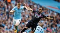 Dalam pertandingan di Etihad Stadium, Sabtu (23/9/2017) malam WIB, City memetik kemenangan dengan skor akhir 5-0. Ini merupakan tiga kali beruntun mereka menang besar. (Foto: Phil Noble/Reuters)