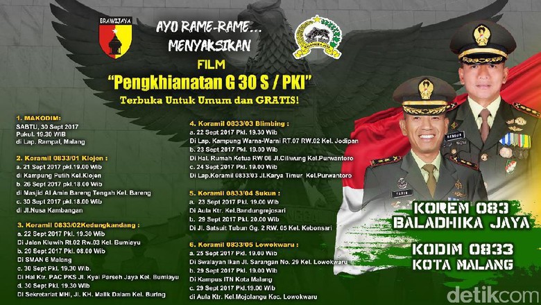 Ini Jadwal Pemutaran Film G30S/PKI di Malang  KASKUS