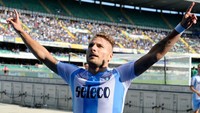 Ciro Immobile berada di peringkat keempat, jika 10 besar penyerang tertajam diurutkan. Dia menyumbangkan sembilan gol dari tujuh penampilan bersama Lazio di Serie A. (Foto: Marco Rosi/Getty Images)