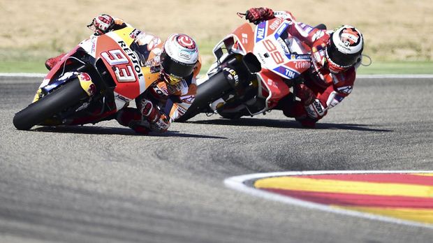Marc Marquez tampil agresif dan penuh risiko saat menjalani balapan di GP Aragon.