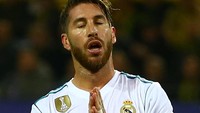 Sergio Ramos telah membuat 109 penampilan di Liga Champions untuk Real Madrid, dengan mendapat 36 kartu: 34 kuning, dua merah langsung. (Foto: Valerio Pennicino/Getty Images)