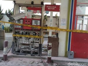 Foto: Penampakan Dispenser SPBU di Kalimalang yang Terbakar Foto: Penampakan Dispenser SPBU di Kalimalang yang Terbakar