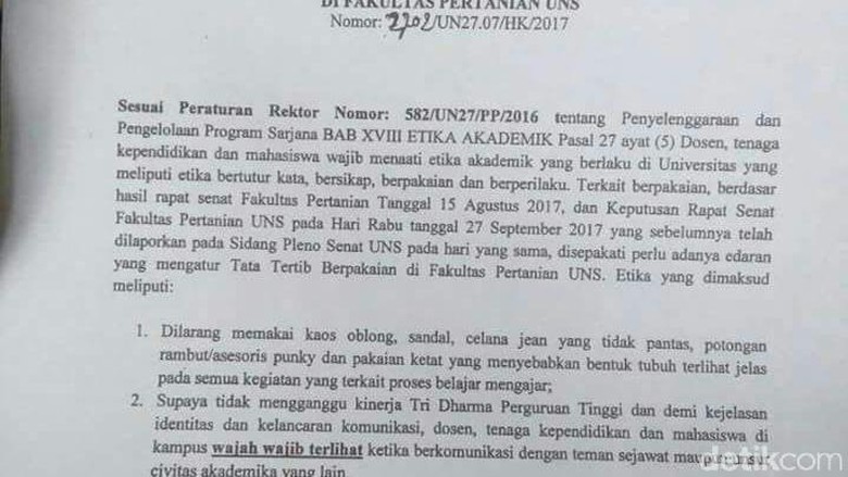 Beredar Surat Edaran Wajah Wajib Terlihat di Kampus UNS