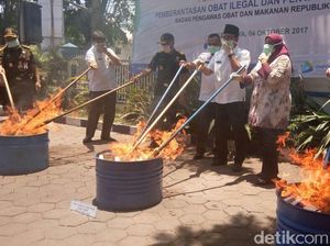 Ribuan Obat dan Kosmetik Ilegal Senilai Rp 5 Miliar Dimusnahkan